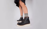 Anya | Womens Derby Boots in Black Leather | Grenson - Lifestyle View