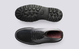 Halle | Womens Derby Boots in Black Leather | Grenson - Top and Sole View