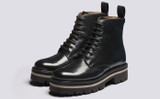 Halle | Womens Derby Boots in Black Leather | Grenson - Main View