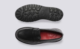 Lyndsey | Womens Loafers in Black Leather  | Grenson - Top and Sole View
