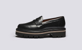 Lyndsey | Womens Loafers in Black Leather  | Grenson - Side View