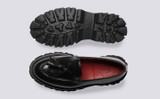 Miranda | Womens Loafers in Black Leather | Grenson - Top and Sole View