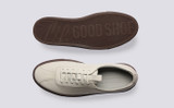 Sneaker 1 | Mens Sneakers in White Rubberised Leather | Grenson - Top and Sole View
