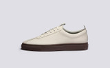 Sneaker 1 | Mens Sneakers in White Rubberised Leather | Grenson - Side View
