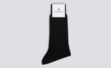 Mens Wide Rib Sock | Black Cotton | Grenson - Main View