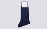 Mens Wide Rib Sock | Blue Cotton | Grenson - Main View