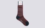 Mens Herringbone Sock | Pink Cotton | Grenson - Full View