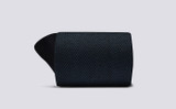 Mens Herringbone Sock | Navy Cotton | Grenson - Rolled View