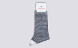 Mens Mini Block Chain Sock | Blue Cotton | Grenson - Main View