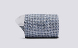 Mens Mini Block Chain Sock | Blue Cotton | Grenson - Rolled View