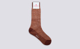 Mens Mini Block Chain Sock | Brown Cotton | Grenson - Full View