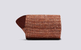 Mens Mini Block Chain Sock | Brown Cotton | Grenson - Rolled View