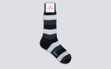 Mens Wide Stripe Sock | Navy Cotton Blend | Grenson - Full View
