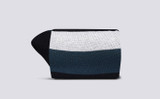 Mens Wide Stripe Sock | Navy Cotton Blend | Grenson - Rolled View