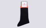 Mens Top Stripe Sock | Navy 100% Cotton | Grenson - Main View