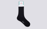 Mens Top Stripe Sock | Navy Cotton | Grenson - Full View