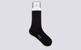 Mens Top Stripe Sock | Black Cotton | Grenson - Full View