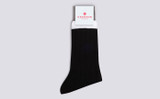 Mens Top Stripe Sock | Black Cotton | Grenson - Main View