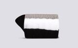 Mens Top Stripe Sock | Black Cotton | Grenson - Rolled View