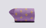 Womens Flower Sock | Lilac Cotton Blend | Grenson - Rolled View