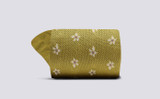 Womens Flower Sock | Green Cotton Blend | Grenson - Rolled View