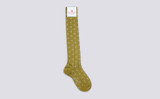Womens Flower Sock | Green Cotton Blend | Grenson - Full View