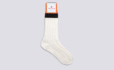 Womens Top Stripe Sock | Orange Cotton | Grenson - Side View