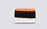 Womens Top Stripe Sock | Orange Cotton | Grenson - Rolled View