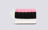 Womens Top Stripe Sock | Pink Cotton | Grenson - Rolled View