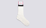 Womens Top Stripe Sock | Pink Cotton | Grenson - Full View