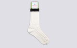 Womens Top Stripe Sock | Green Cotton | Grenson - Full View