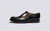 Marylebone | Mens T Bar Sandals in Black | Grenson - Side View