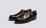 Marylebone | Mens T Bar Sandals in Black | Grenson - Main View