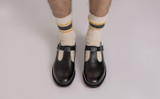 Marylebone | Mens T Bar Sandals in Black | Grenson - Lifestyle View