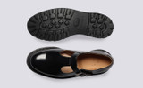 Marylebone | Womens Mary Jane Sandals in Black | Grenson - Top and Sole View