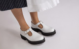 Marylebone | Womens Mary Jane Sandals in White | Grenson - Lifestyle View