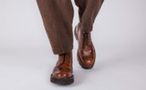 Fred Pull On | Mens Brogue Boots in Mid Brown Leather | Grenson  - Lifestyle View