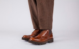 Fred Pull On | Mens Brogue Boots in Mid Brown Leather | Grenson - Lifestyle View 2