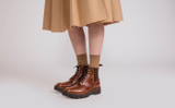 Frederique Pull On | Womens Brogue Boots in Mid Brown Leather | Grenson  - Lifestyle View 2