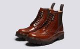 Frederique Pull On | Womens Brogue Boots in Mid Brown Leather | Grenson - Main View