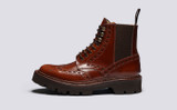 Frederique Pull On | Womens Brogue Boots in Mid Brown Leather | Grenson  - Side View