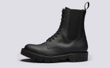 Buckley | Mens Boots in Black Rubberised Leather | Grenson - Side View