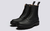 Buckley | Womens Boots in Black Rubberised Leather | Grenson - Main View