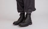 Buckley | Womens Boots in Black Rubberised Leather | Grenson - Lifestyle View