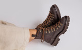 Nanette Pull On | Womens Hiker Boots Brown Rubberised Leather | Grenson - Lifestyle View 2