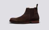 Declan | Mens Chelsea Boots in Dark Brown Suede | Grenson - Side View