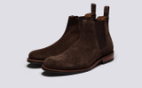 Declan | Mens Chelsea Boots in Dark Brown Suede | Grenson - Main View