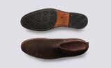 Declan | Mens Chelsea Boots in Dark Brown Suede | Grenson - Top and Sole View