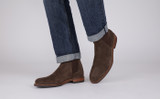 Declan | Mens Chelsea Boots in Dark Brown Suede | Grenson - Lifestyle View