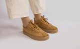 Sneaker 1 | Womens Vegan Sneakers in Tan Corduroy | Grenson - Lifestyle View 2